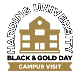 This is the logo for Black and Gold Day at Harding University, hosted by the Office of Admissions.